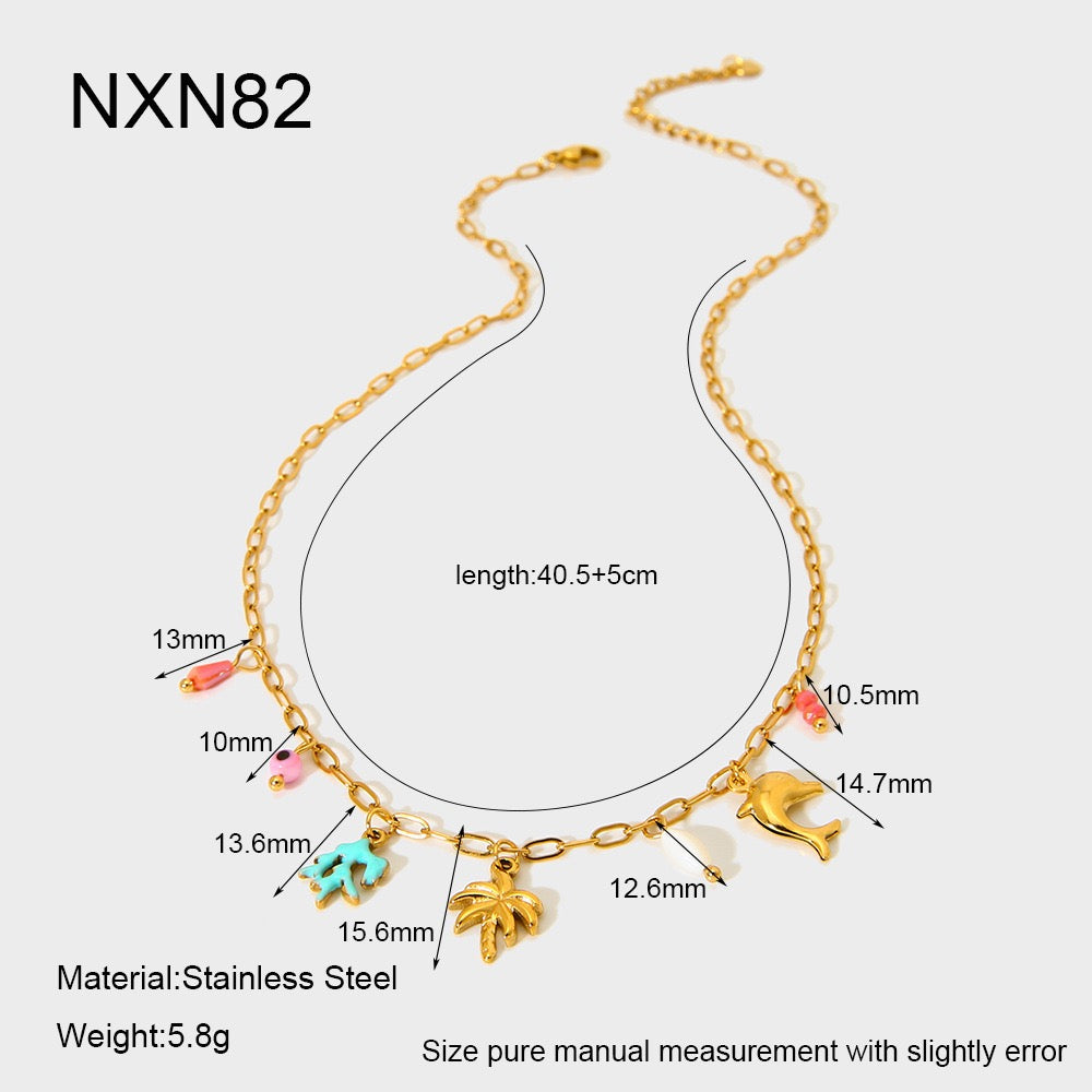 Palm tree dainty charm necklace