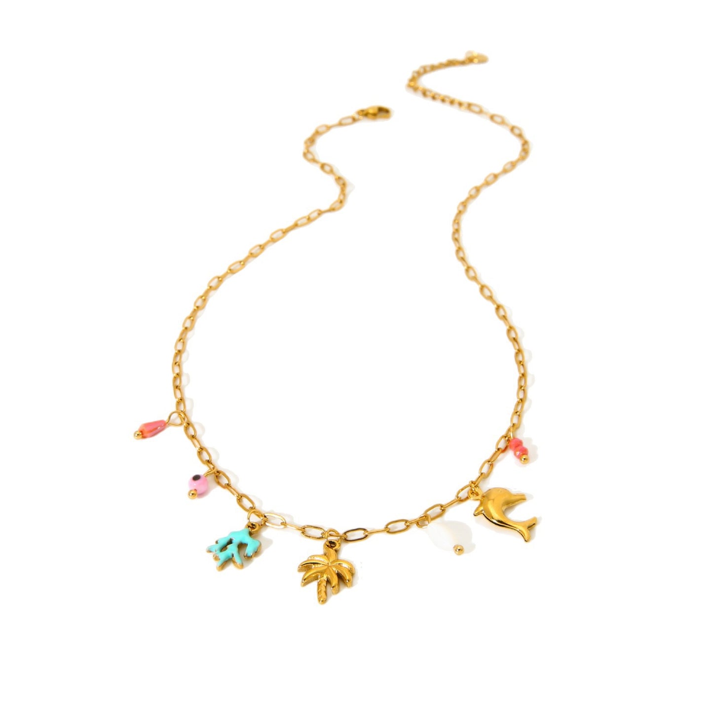 Palm tree dainty charm necklace