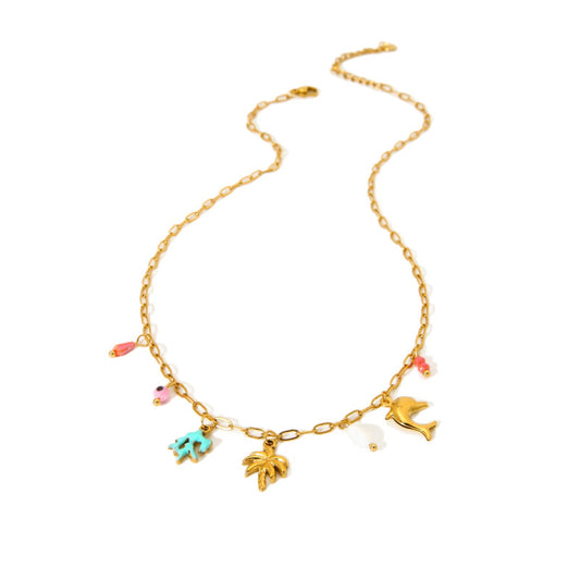 Palm tree dainty charm necklace