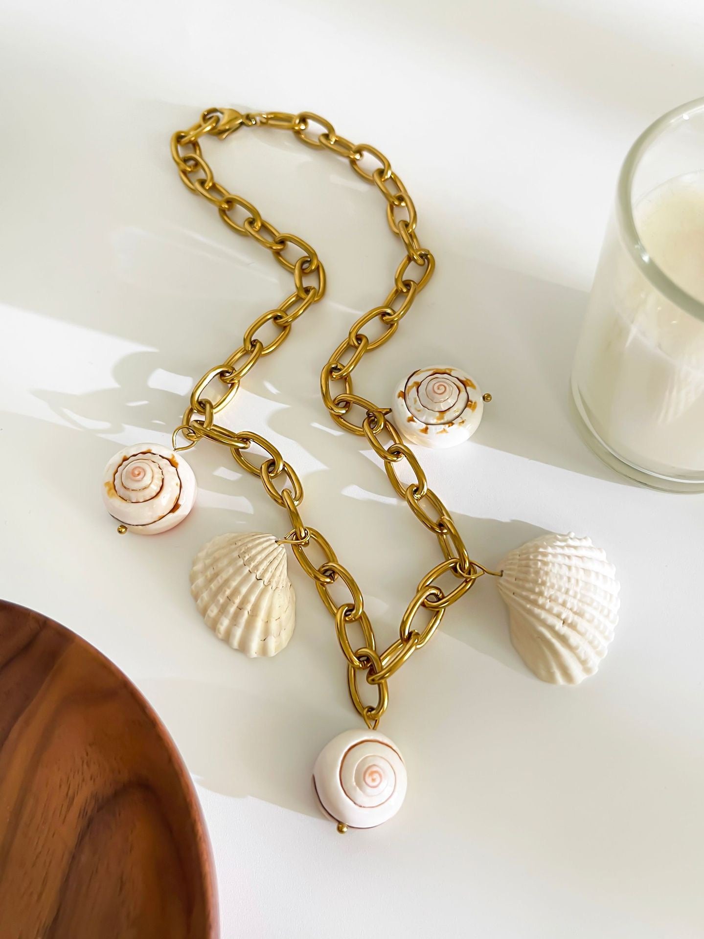 Natural shell charm necklace