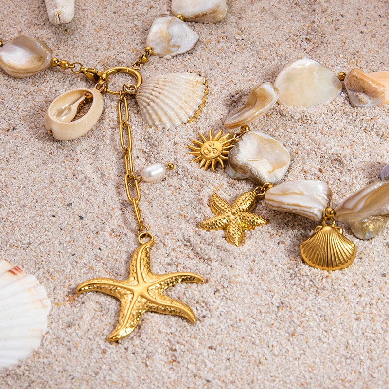 Natural shell starfish set