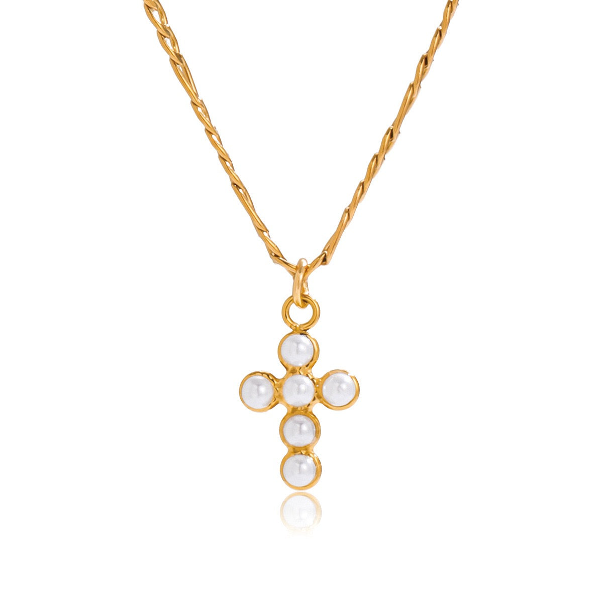 Dainty pearly cross necklace