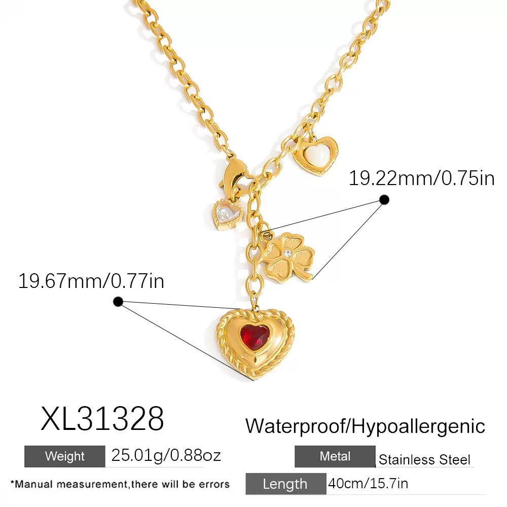 Red heart charm necklace