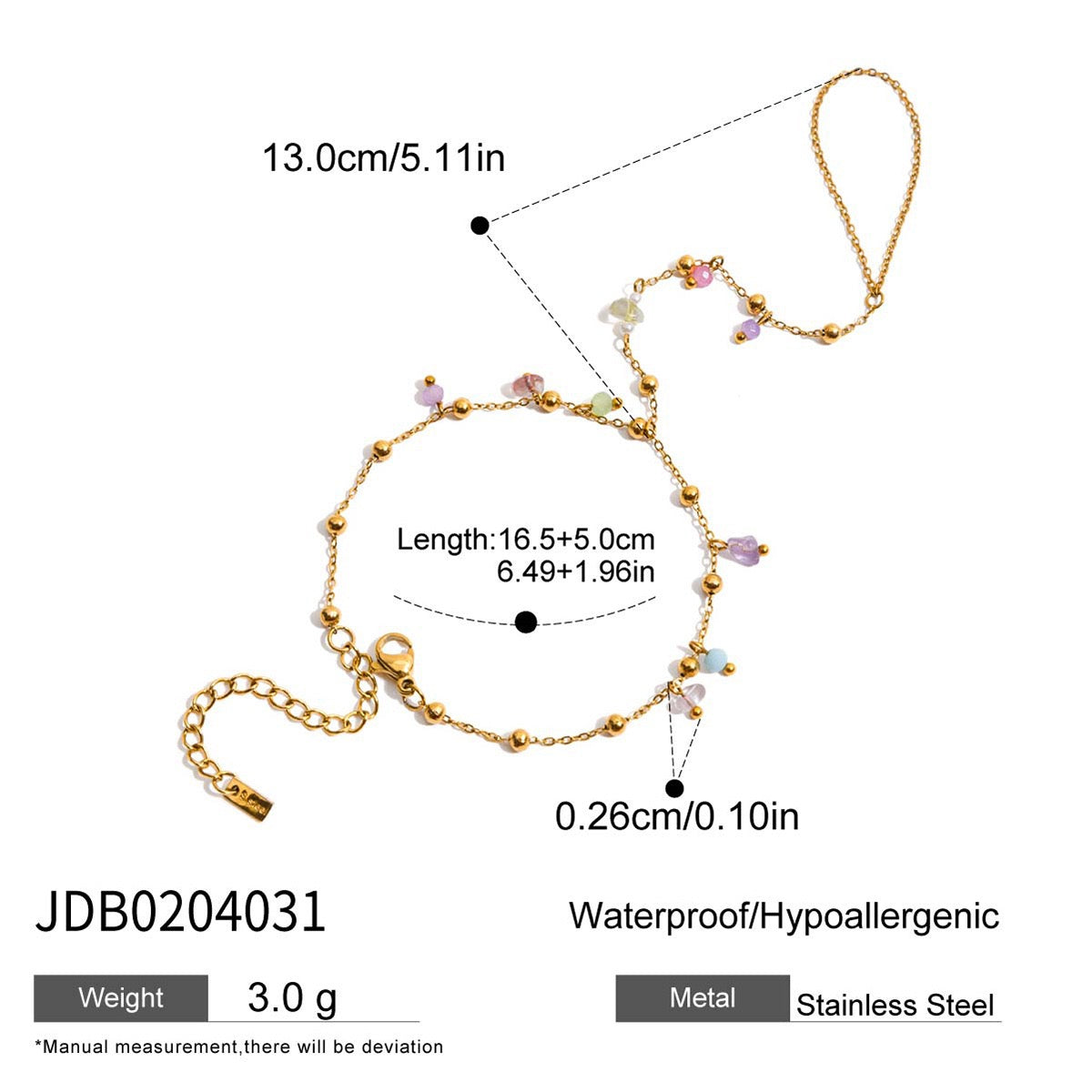 Rainbow beads hand chain
