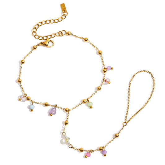 Rainbow beads hand chain