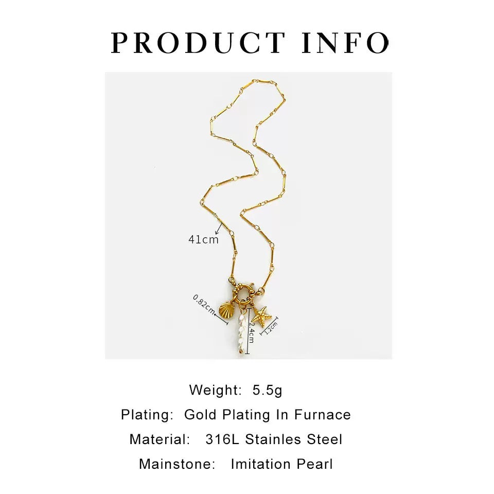 Shell starfish charm necklace