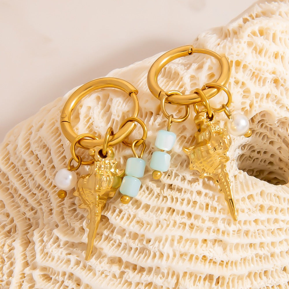 Sea snail beady hoops