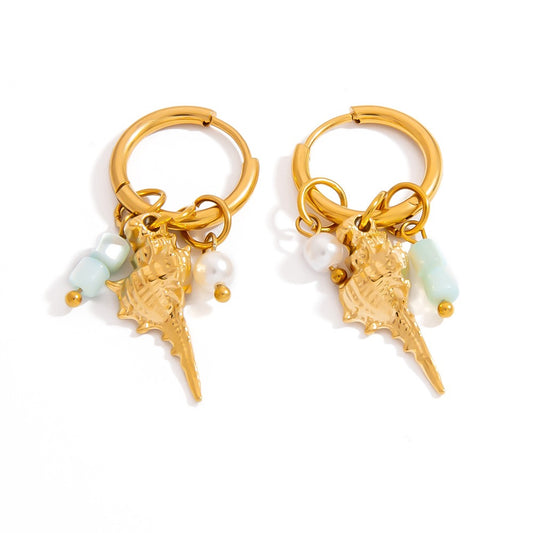 Sea snail beady hoops