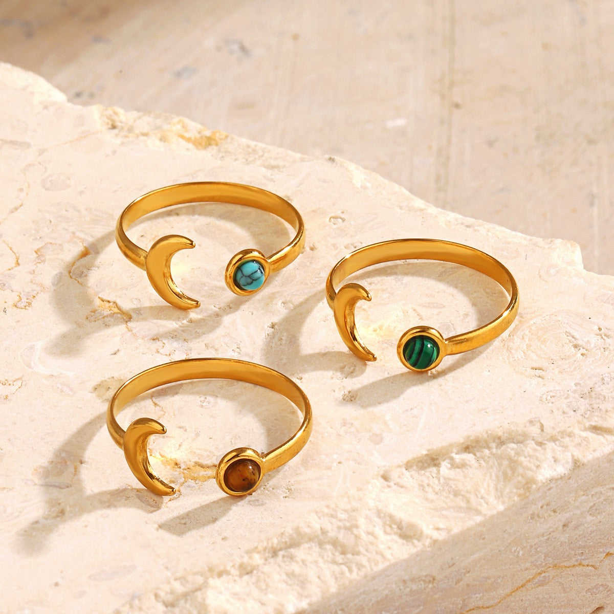 Dainty moon and star rings