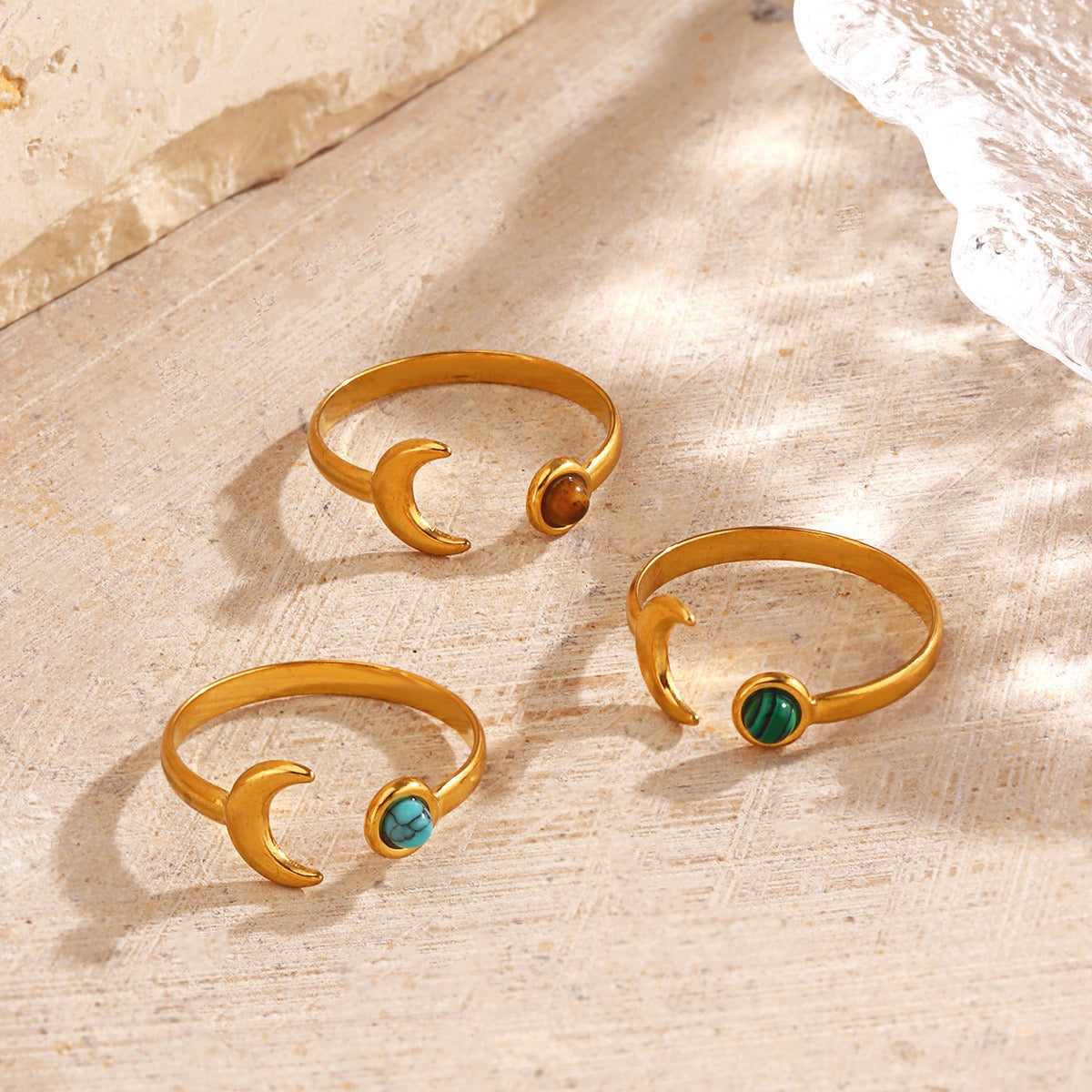 Dainty moon and star rings