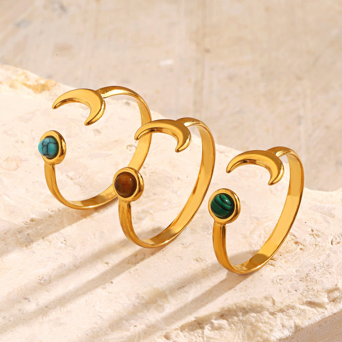 Dainty moon and star rings