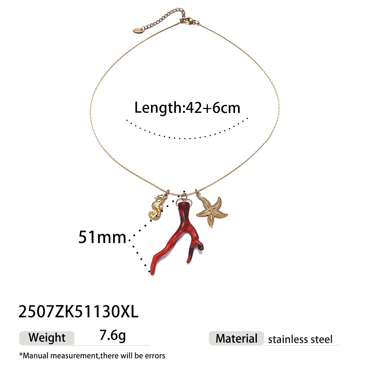 Red coral pendant necklace