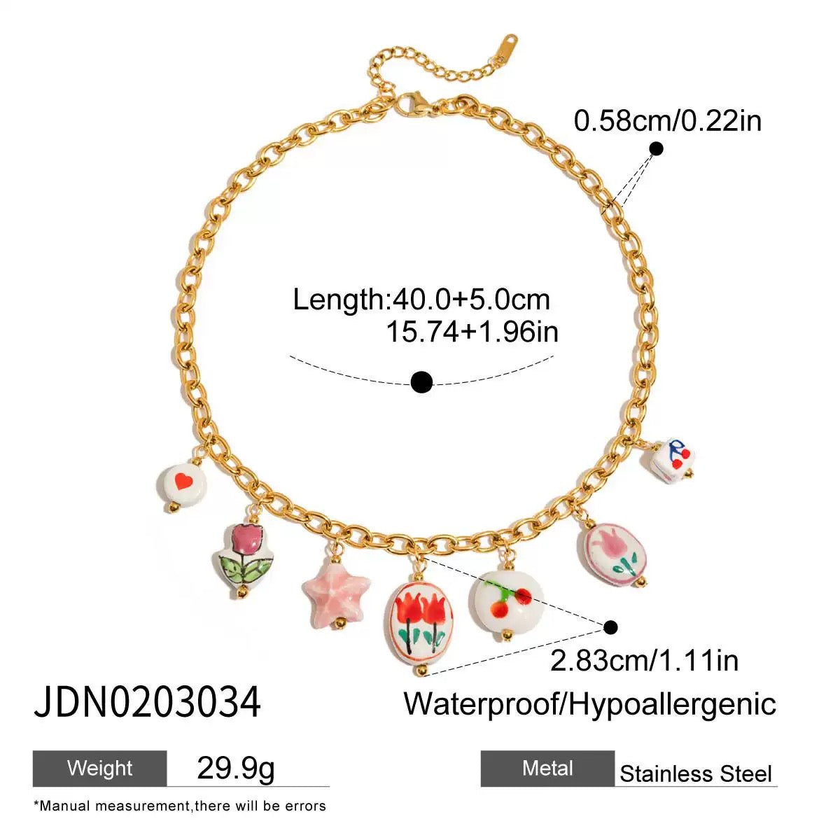 Flower color charm necklace