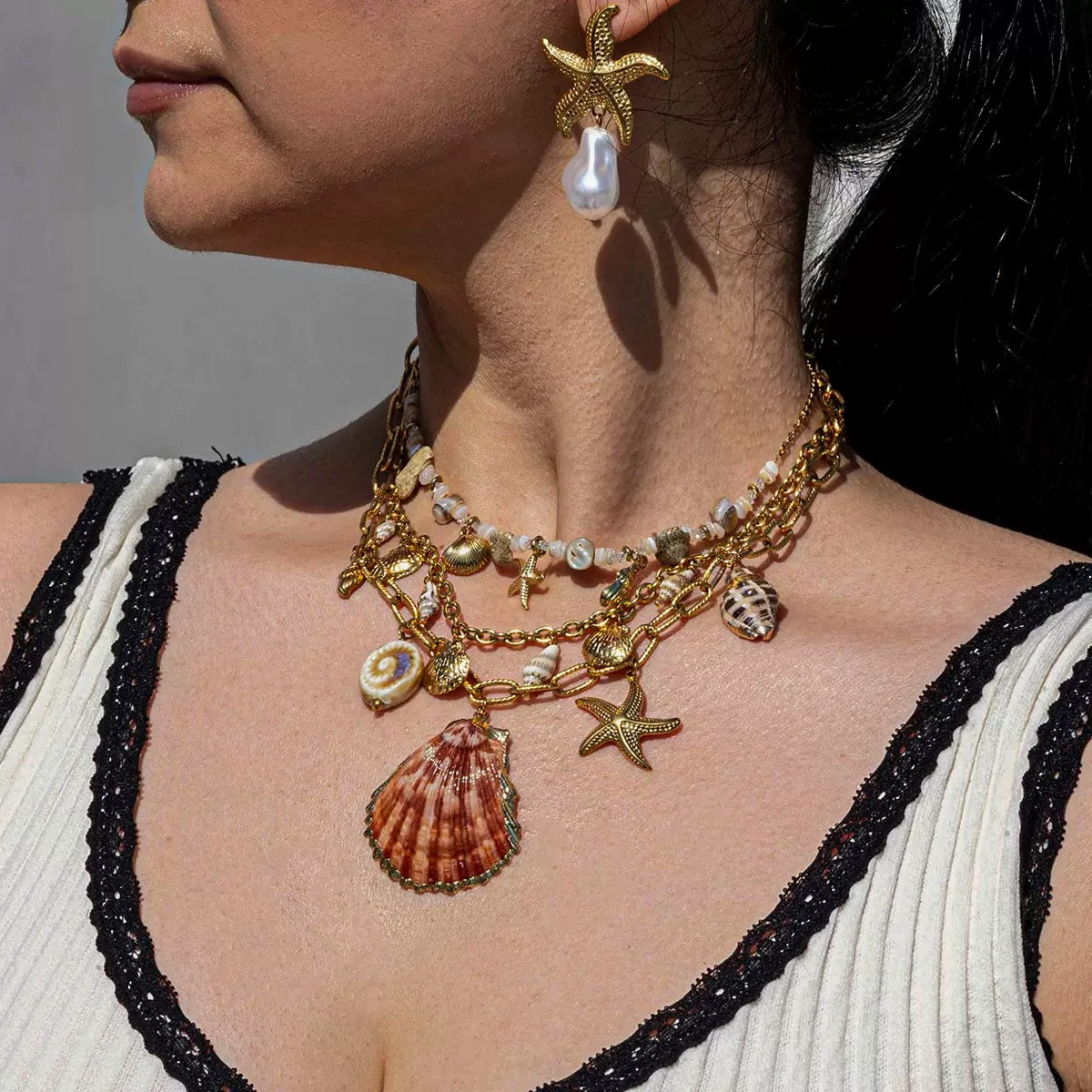 Natural shell charm necklace