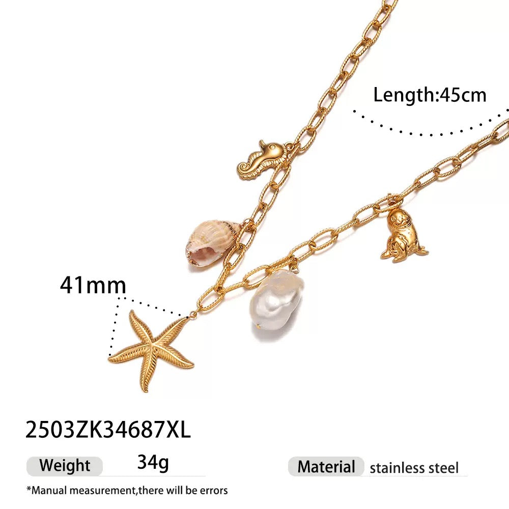 Natural shell charm necklace