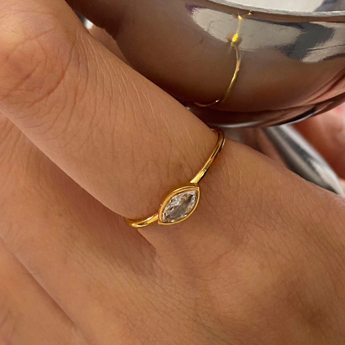 Leaf eye layer three rings set