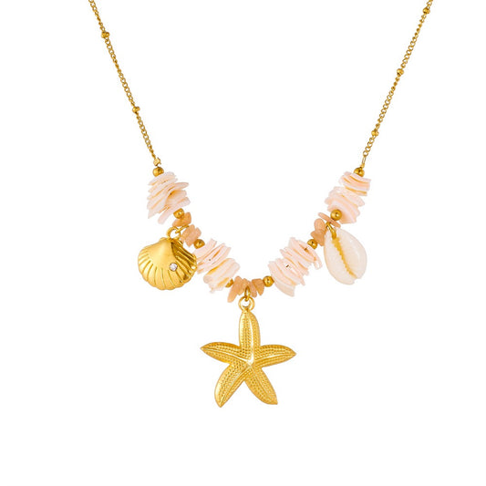 White shell starfish necklace