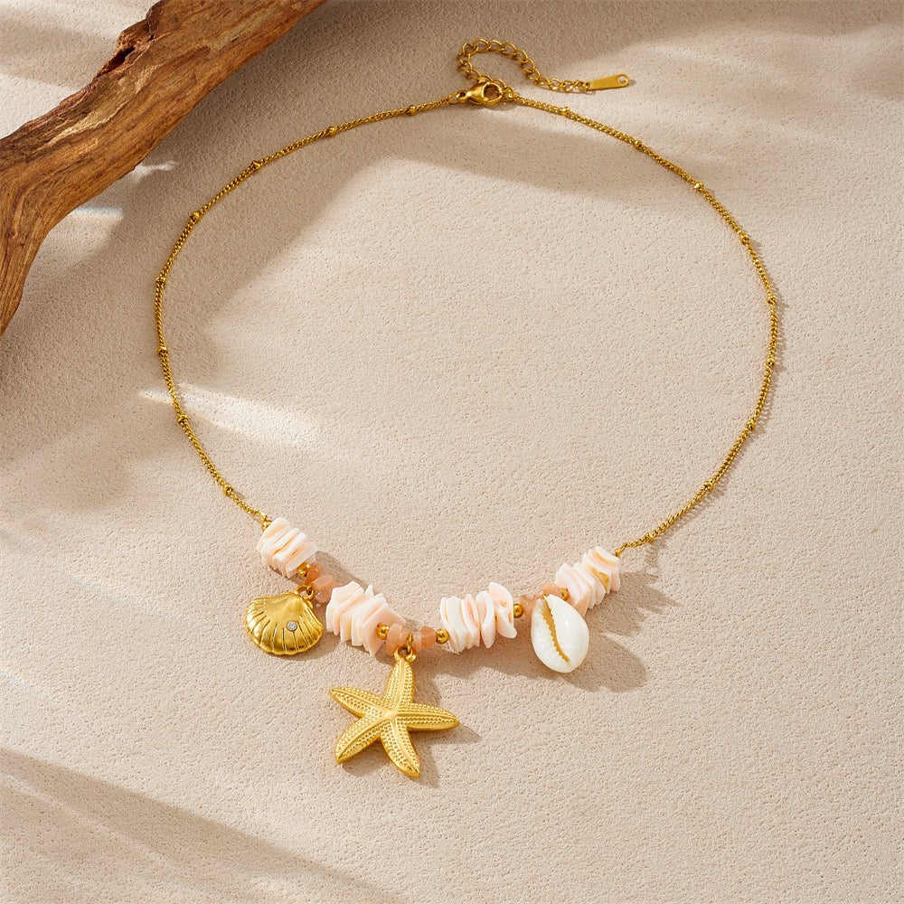 White shell starfish necklace