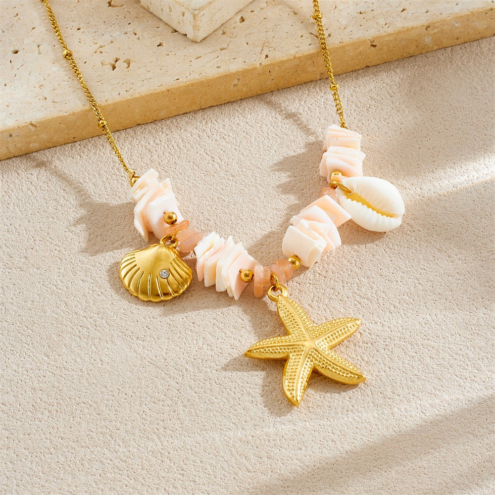 White shell starfish necklace