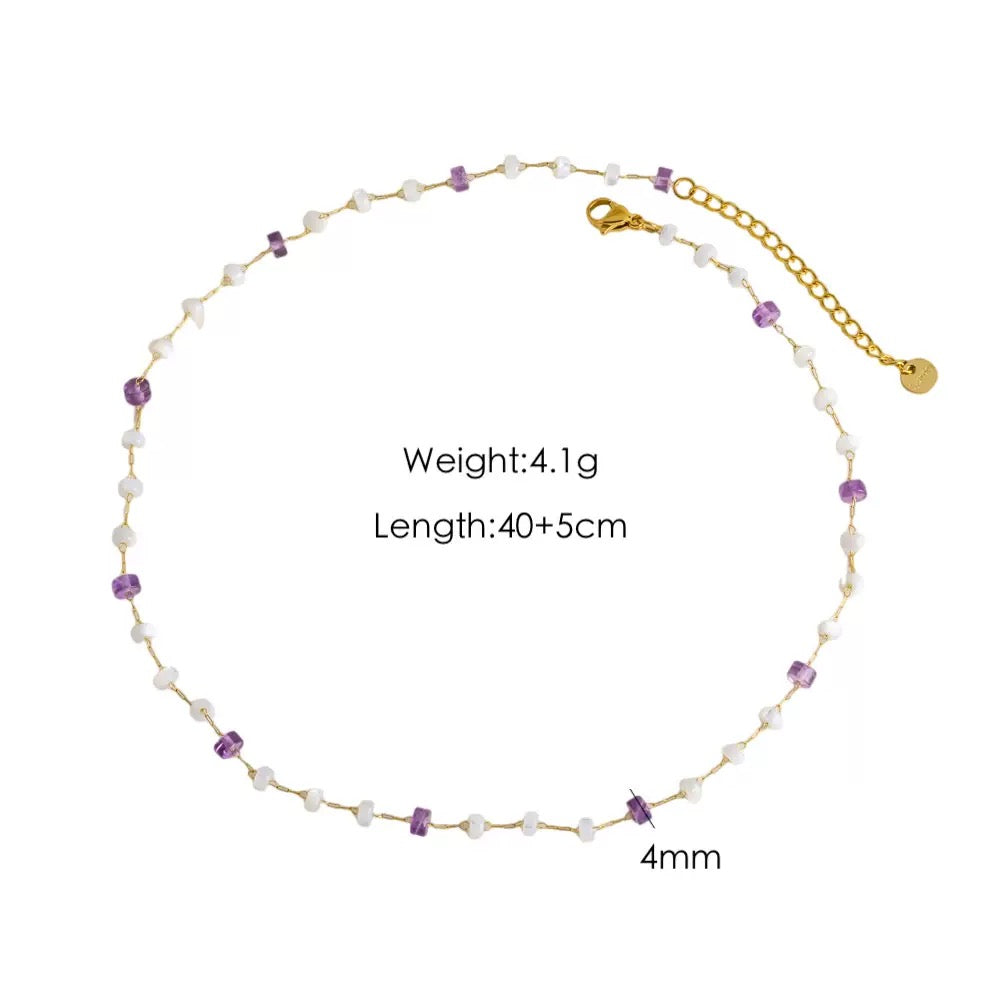 Natural stone layer stacking necklaces