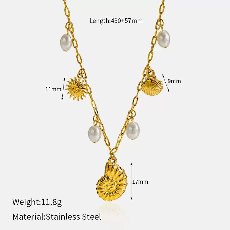 Pearly shell charm necklaces