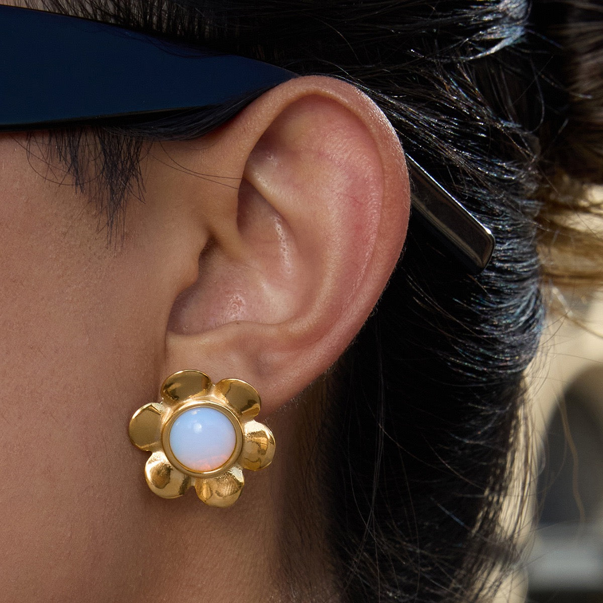 Dublin Moonstone flower earrings