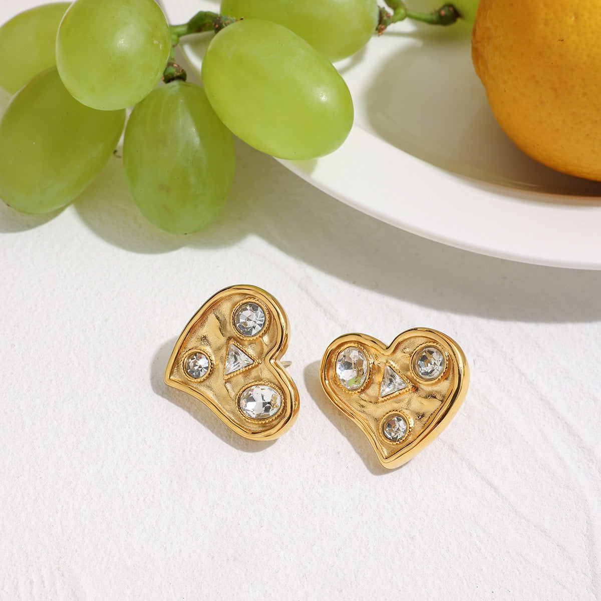 Stone heart earrings