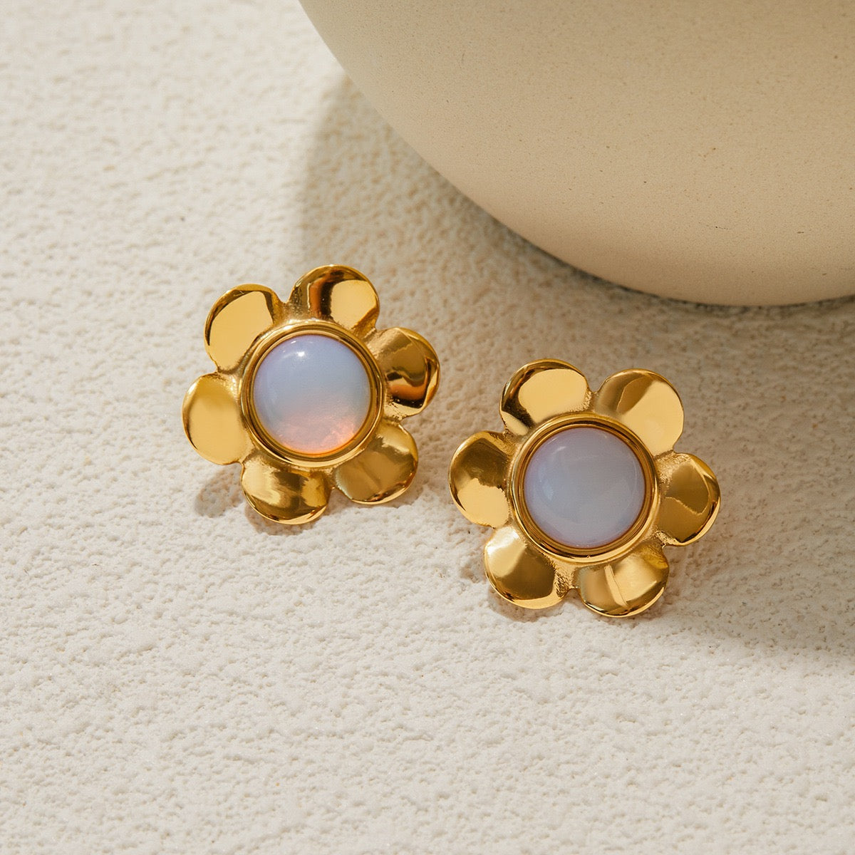 Dublin Moonstone flower earrings