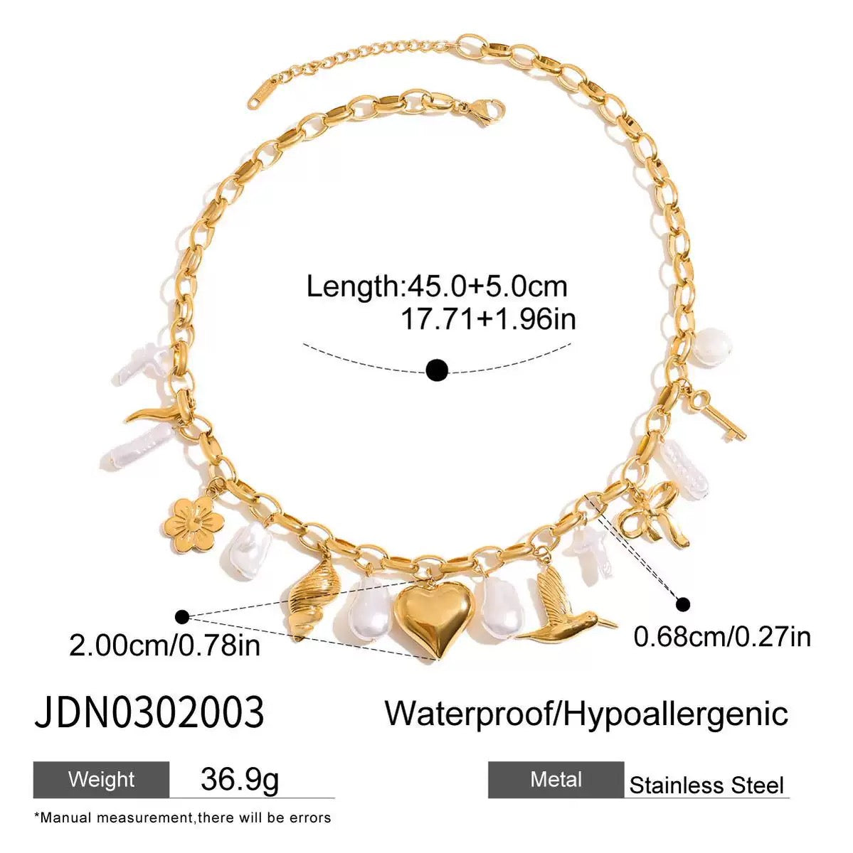 Love heart charm necklace