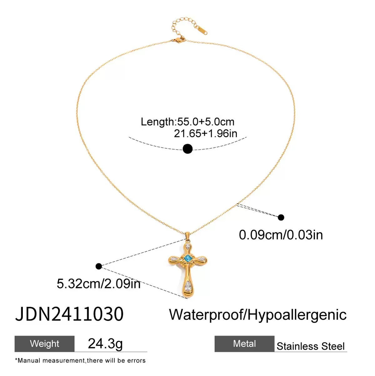 Crisa Blue cross necklace