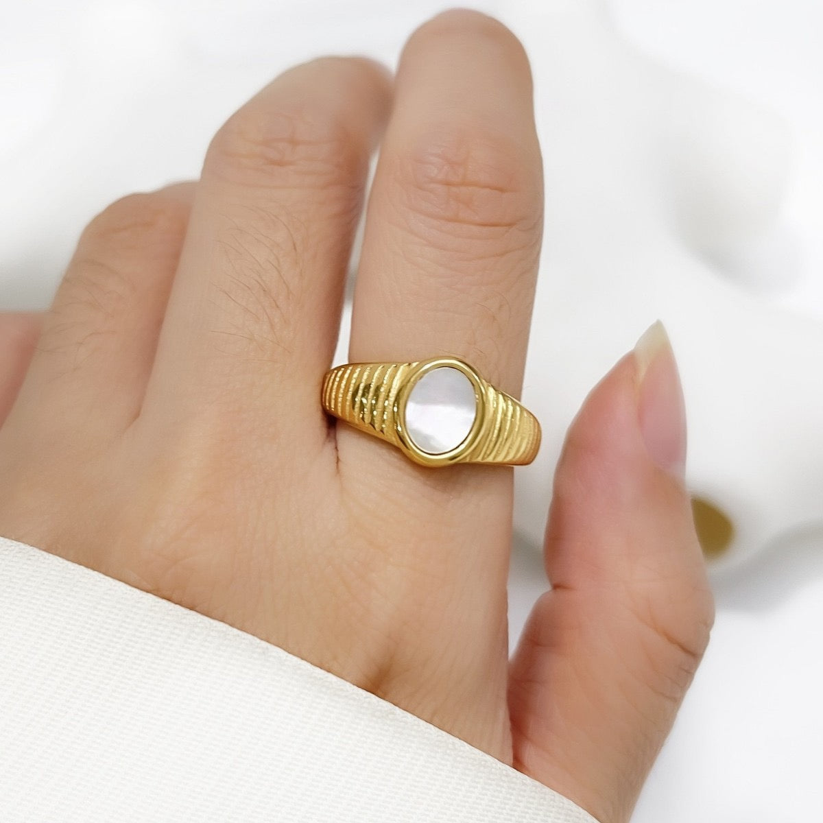 White mother of pearl ring