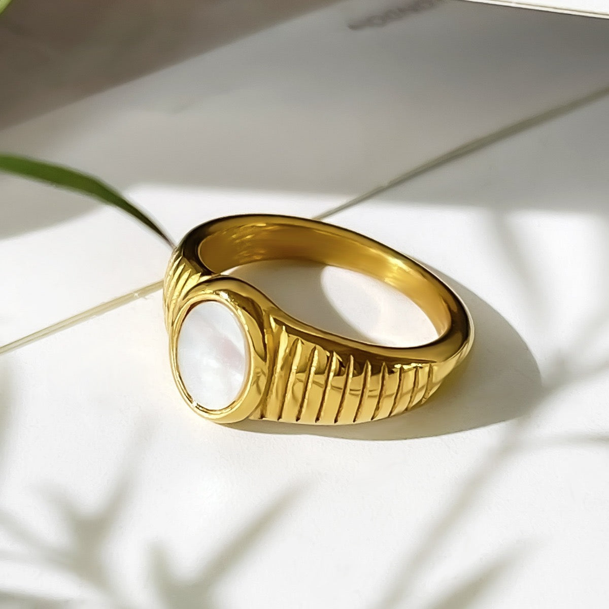 White mother of pearl ring