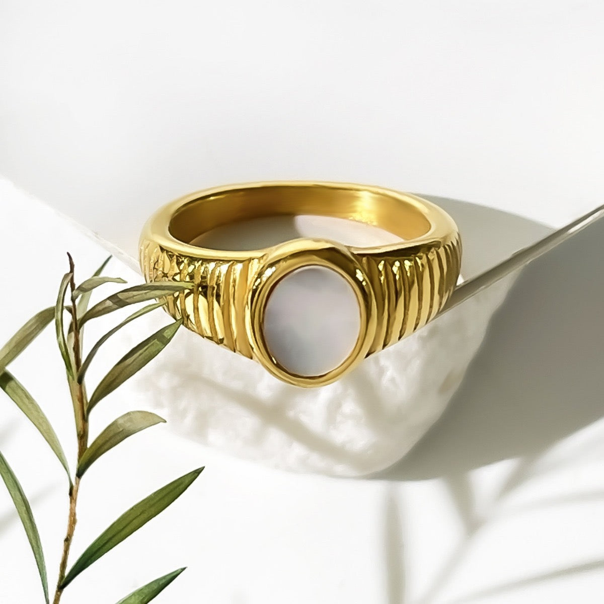 White mother of pearl ring