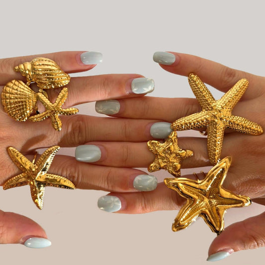 Big statement starfish rings