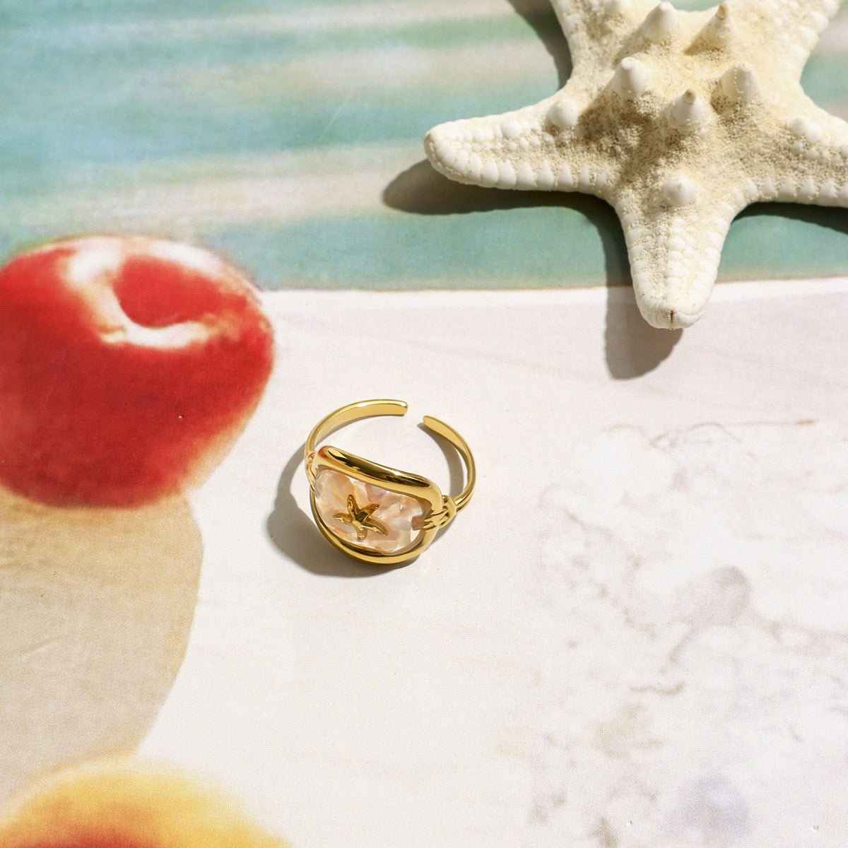 Pink starfish ring