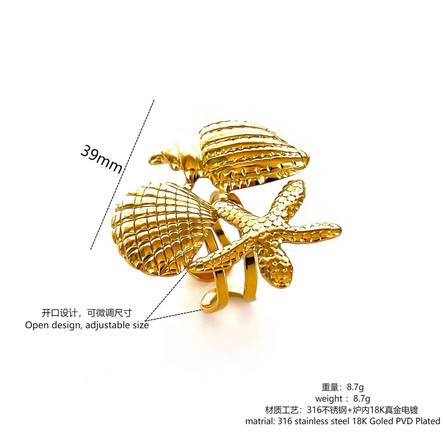 Big statement starfish rings