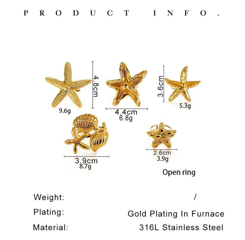 Big statement starfish rings