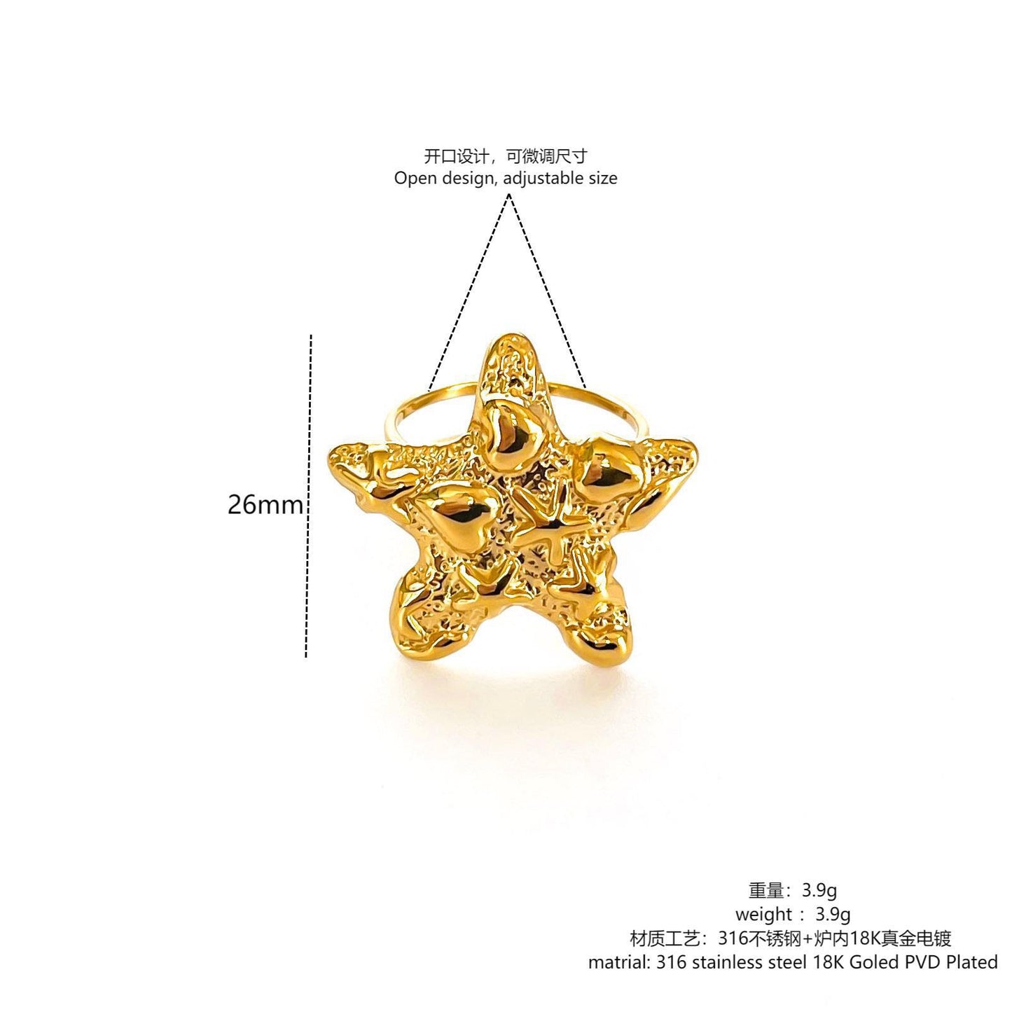 Big statement starfish rings