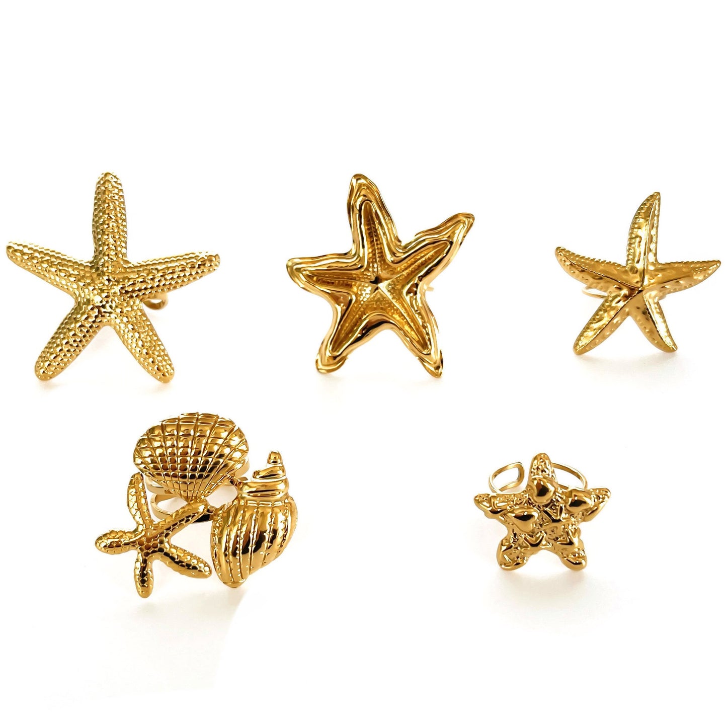 Big statement starfish rings