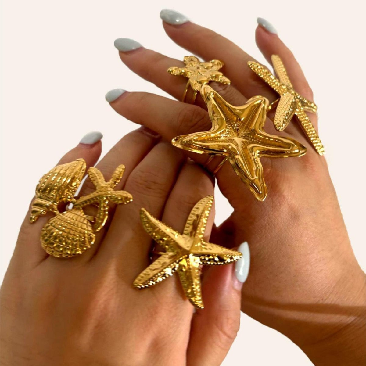 Big statement starfish rings