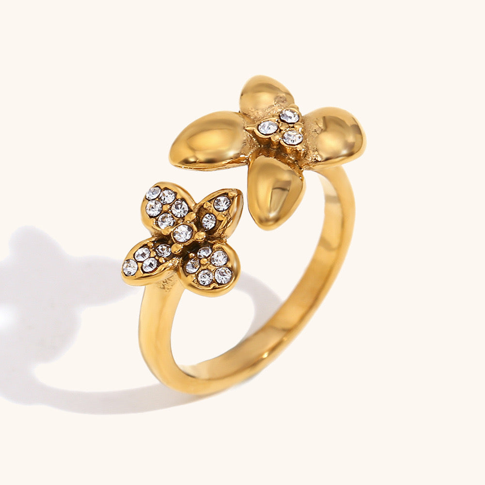 Jolia double petal flowers rings
