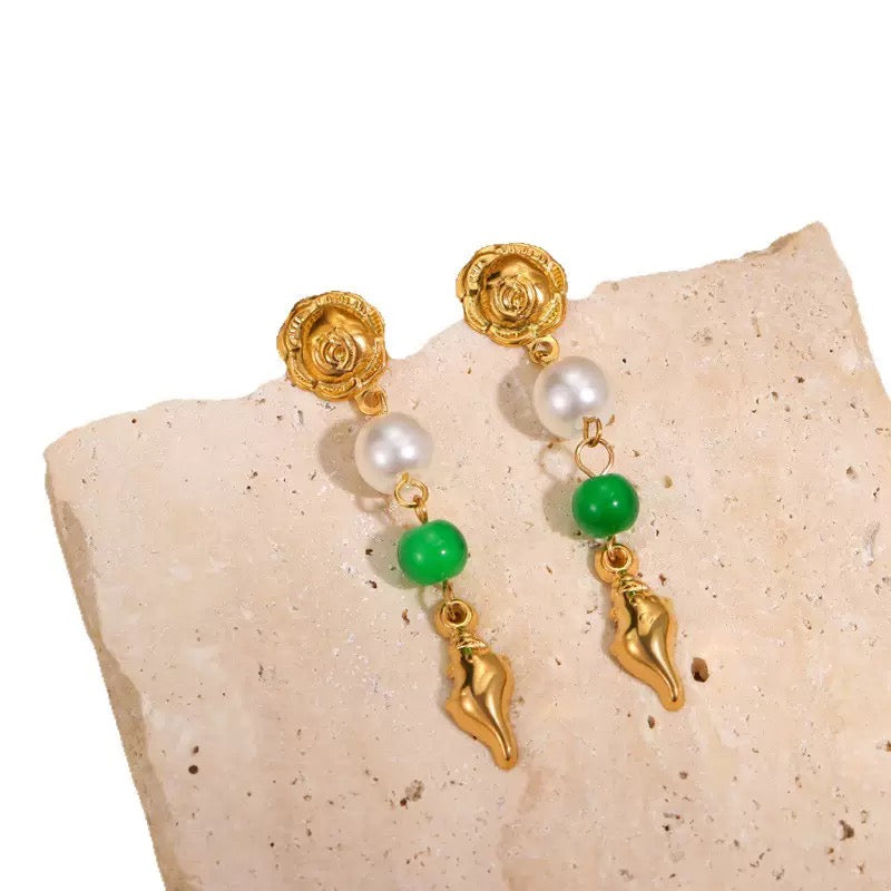 Ocean treasure green earrings