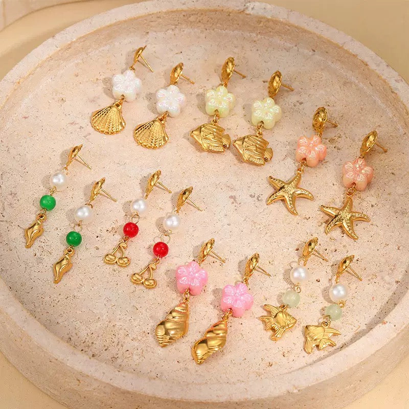 Ocean treasure green earrings