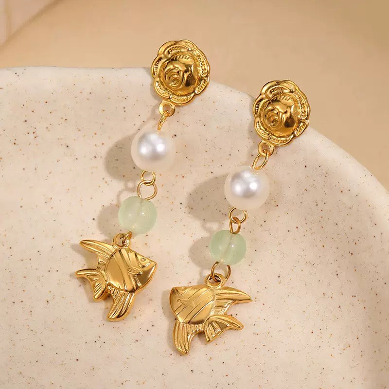 Ocean treasure green earrings