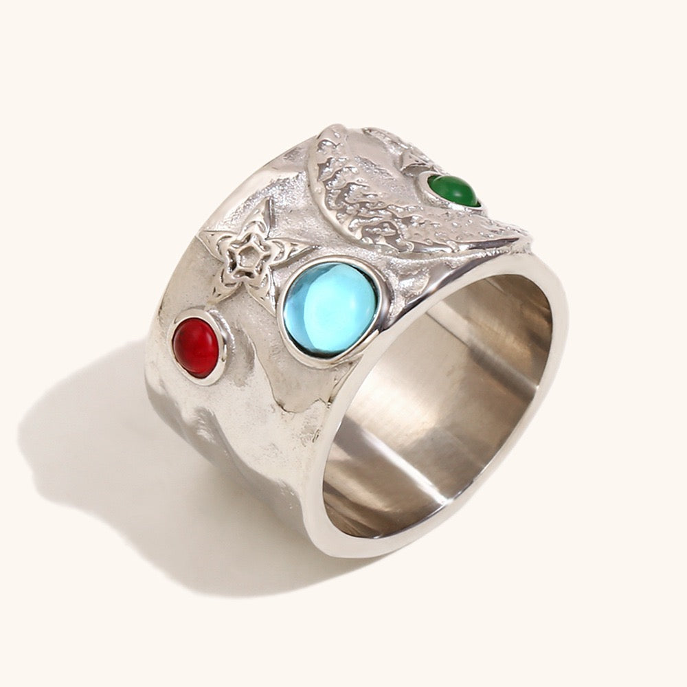 Majoris star moon blue ring