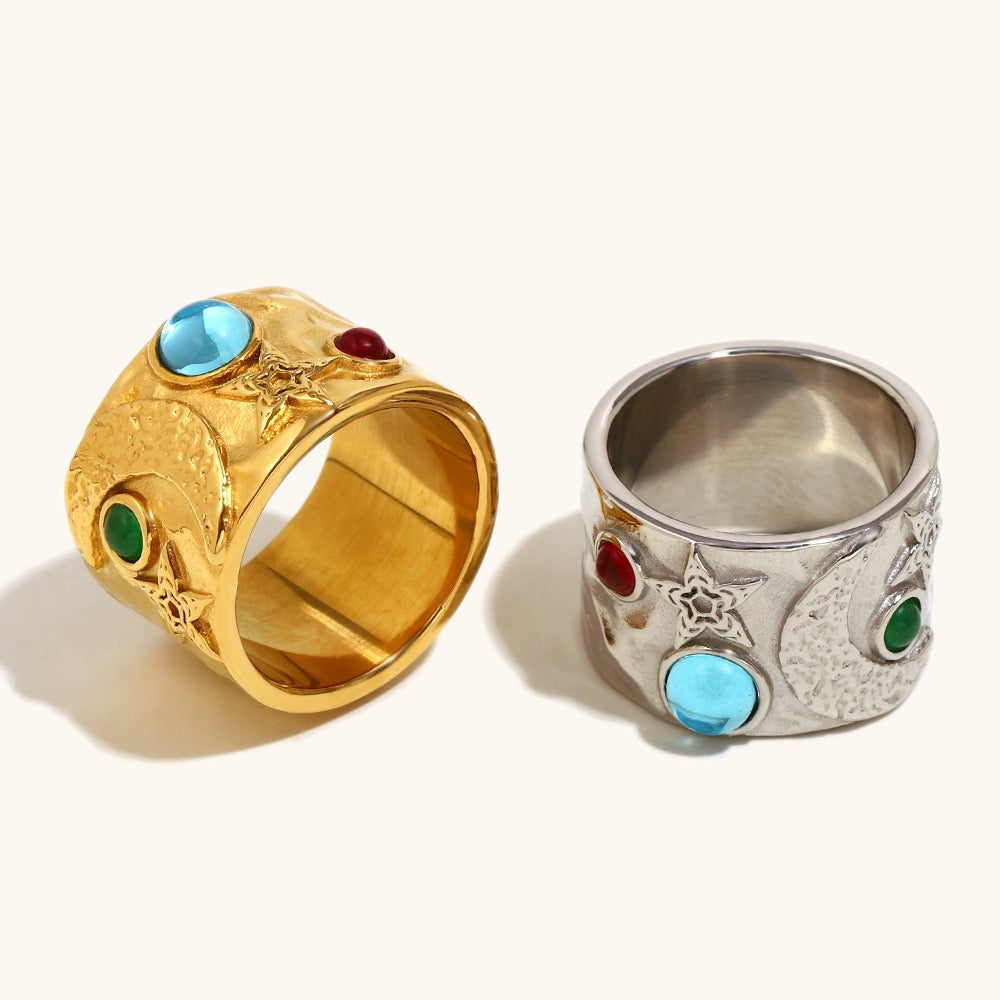 Majoris star moon blue ring