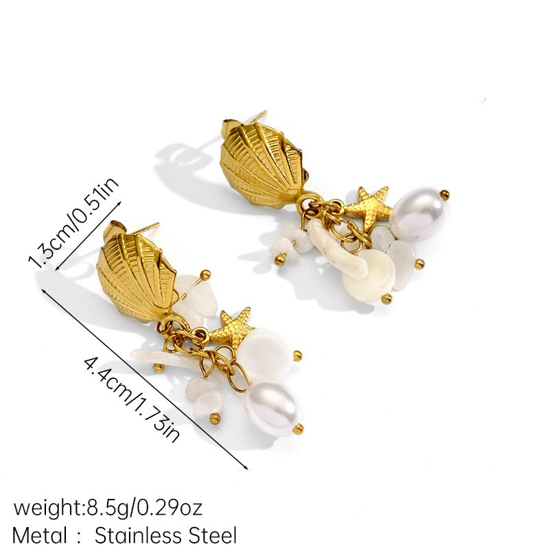 Ocean beady shell earrings