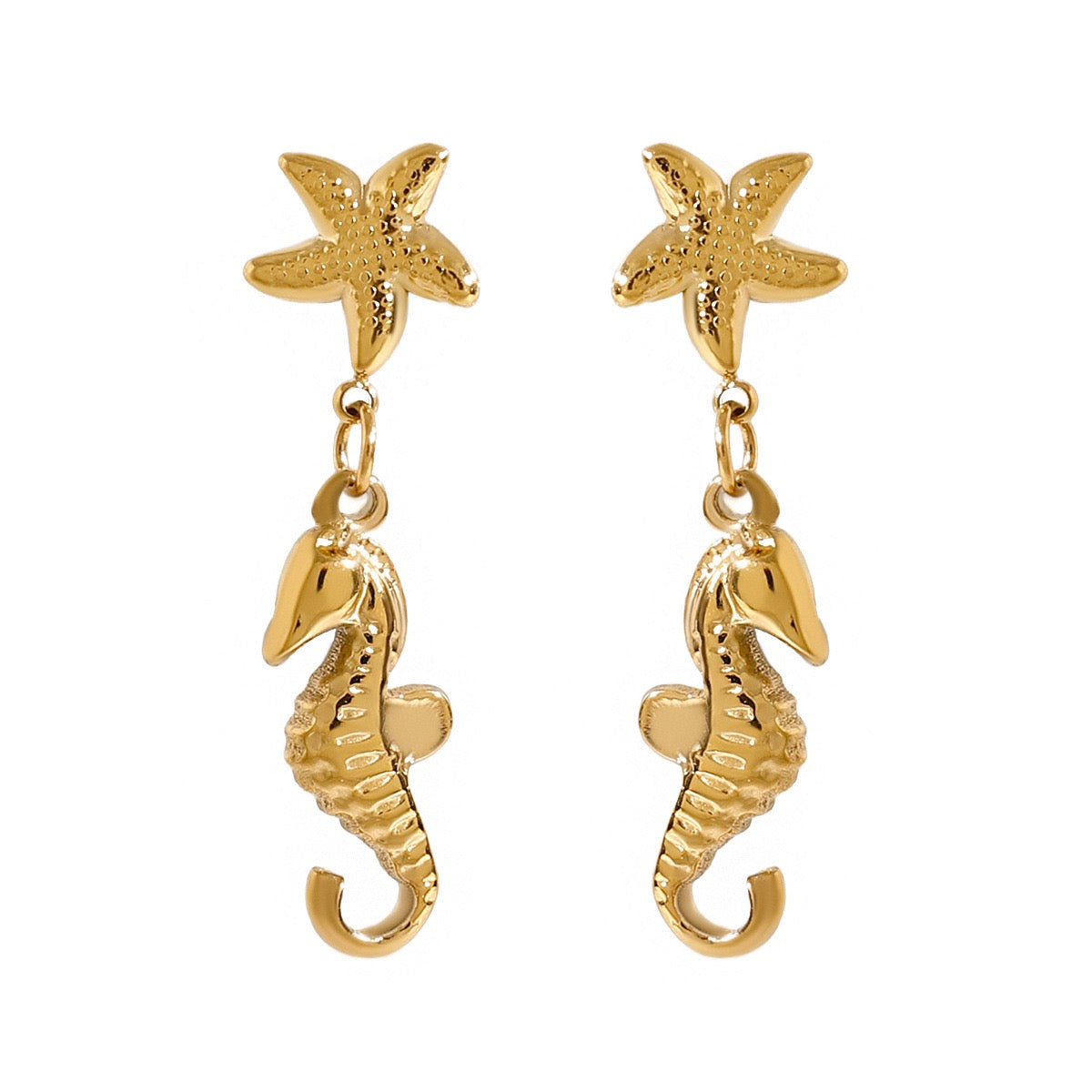 Seahorse starfish earrings