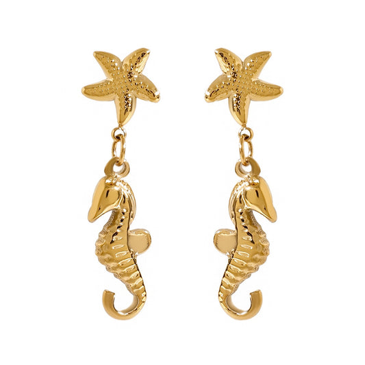 Seahorse starfish earrings