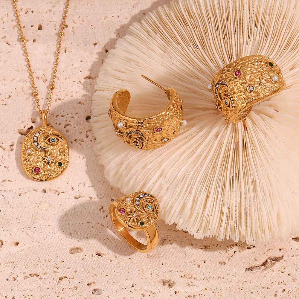 Starry moon night necklace